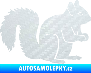 Samolepka Veverka 001 pravá 3D karbon bílý