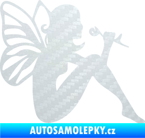 Samolepka Víla 001 pravá 3D karbon bílý