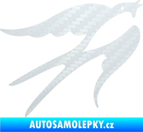 Samolepka Vlaštovka 003 pravá 3D karbon bílý