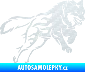 Samolepka Vlk 002 pravá 3D karbon bílý