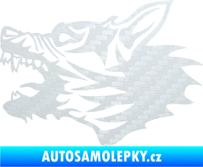 Samolepka Vlk 003 levá 3D karbon bílý