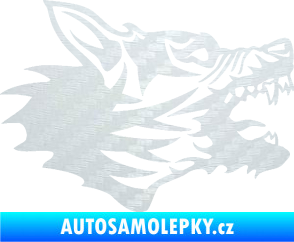 Samolepka Vlk 003 pravá 3D karbon bílý