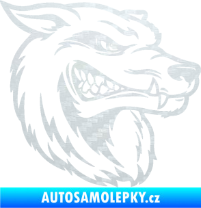Samolepka Vlk 016 pravá 3D karbon bílý
