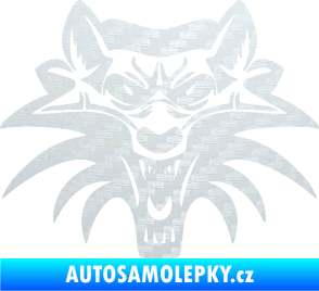 Samolepka Vlk 022 3D karbon bílý