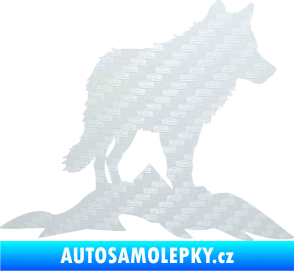 Samolepka Vlk 031 pravá hory 3D karbon bílý
