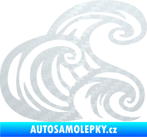Samolepka Vlny 004 pravá moře 3D karbon bílý