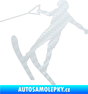 Samolepka Vodní lyže 001 levá 3D karbon bílý