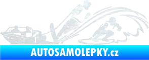 Samolepka Vodní lyžování a surf levá 3D karbon bílý