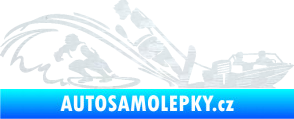 Samolepka Vodní lyžování a surf pravá 3D karbon bílý