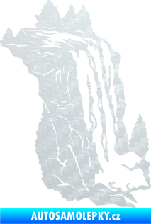 Samolepka Vodopád pravá krajina 3D karbon bílý