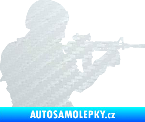 Samolepka Voják 005 pravá 3D karbon bílý