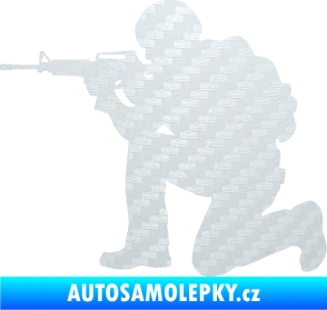 Samolepka Voják 007 levá 3D karbon bílý