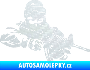 Samolepka Voják 009 pravá 3D karbon bílý