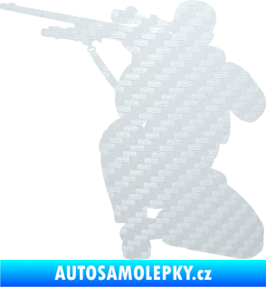 Samolepka Voják 010 levá sniper 3D karbon bílý