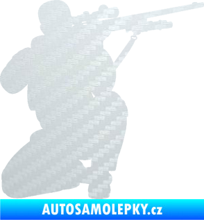 Samolepka Voják 010 pravá sniper 3D karbon bílý
