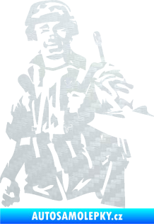 Samolepka Voják 014 levá 3D karbon bílý