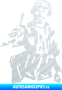 Samolepka Voják 014 pravá 3D karbon bílý