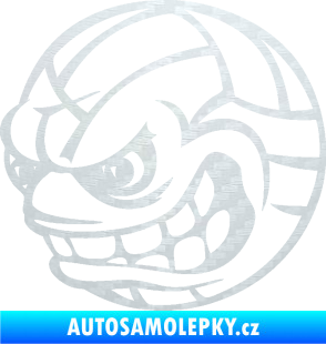 Samolepka Volejbalový míč 001 levá s obličejem 3D karbon bílý