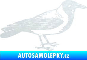 Samolepka Vrána 001 pravá 3D karbon bílý