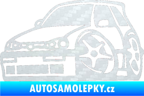 Samolepka VW Golf 3 karikatura levá 3D karbon bílý