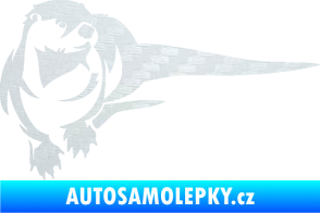 Samolepka Vydra 001 pravá 3D karbon bílý