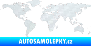 Samolepka World mapa světa 3D karbon bílý