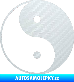 Samolepka Yin yang - logo JIN a JANG 3D karbon bílý