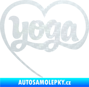 Samolepka Yoga nápis v srdíčku 3D karbon bílý