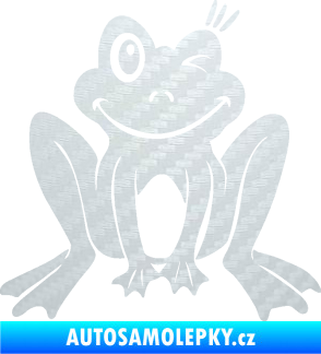 Samolepka Žába 010 pravá mrkající 3D karbon bílý