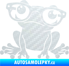 Samolepka Žába 011 levá kouká s brýlemi 3D karbon bílý