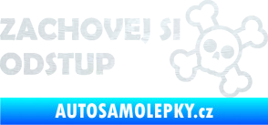 Samolepka Zachovej si odstup nápis 3D karbon bílý