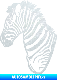 Samolepka Zebra 001 levá hlava 3D karbon bílý