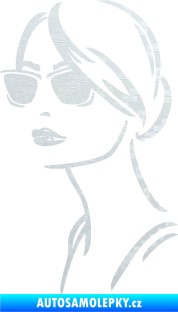 Samolepka Žena tvář 003 levá s brýlemi 3D karbon bílý