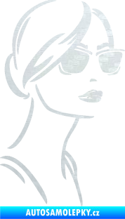 Samolepka Žena tvář 003 pravá s brýlemi 3D karbon bílý