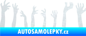 Samolepka Zombie 002 levá mrtví vylézají z hrobu 3D karbon bílý