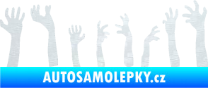 Samolepka Zombie 002 pravá mrtví vylézají z hrobu 3D karbon bílý