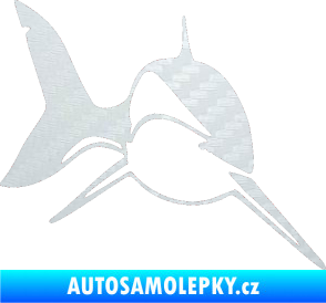 Samolepka Žralok 004 pravá 3D karbon bílý