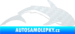 Samolepka Žralok 007 pravá 3D karbon bílý