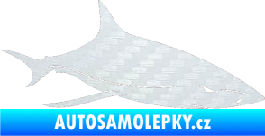 Samolepka Žralok 008 pravá 3D karbon bílý