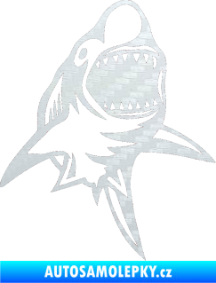 Samolepka Žralok 011 pravá 3D karbon bílý