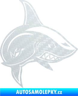 Samolepka Žralok 013 pravá 3D karbon bílý
