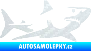 Samolepka Žralok 015 pravá 3D karbon bílý