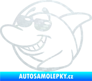 Samolepka Žralok 018 levá cool s brýlemi 3D karbon bílý