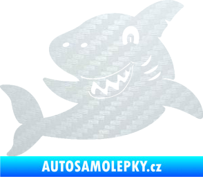 Samolepka Žralok 019 levá 3D karbon bílý
