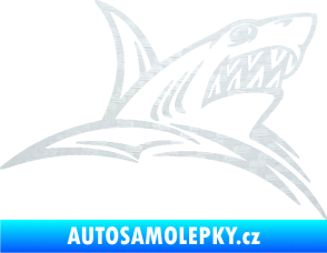 Samolepka Žralok 020 pravá v moři 3D karbon bílý