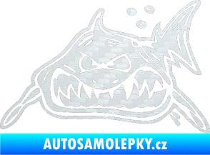 Samolepka Žralok levá 3D karbon bílý