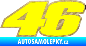 Samolepka 46 Valentino Rossi barevná 3D karbon zlatý