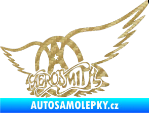 Samolepka Aerosmith 002 3D karbon zlatý