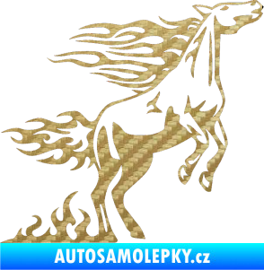 Samolepka Animal flames 001 pravá kůň 3D karbon zlatý