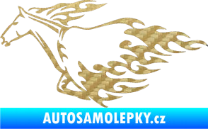 Samolepka Animal flames 003 levá kůň 3D karbon zlatý